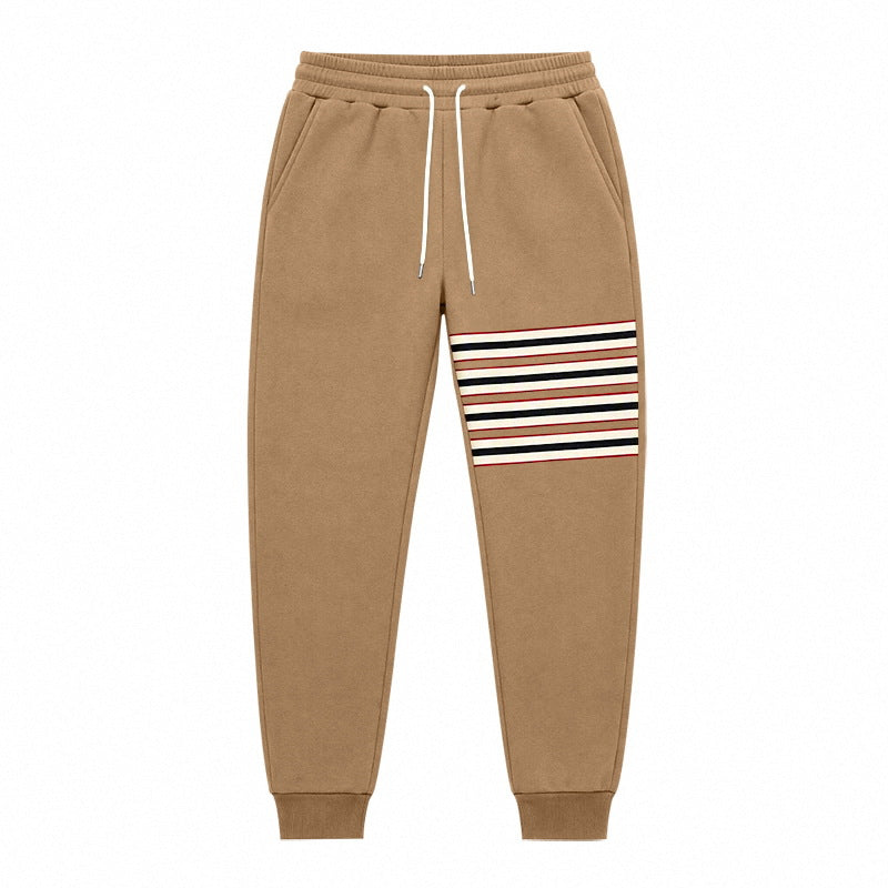Men's Sporty Jogging Pants with Side Stripe Panel and Drawstring