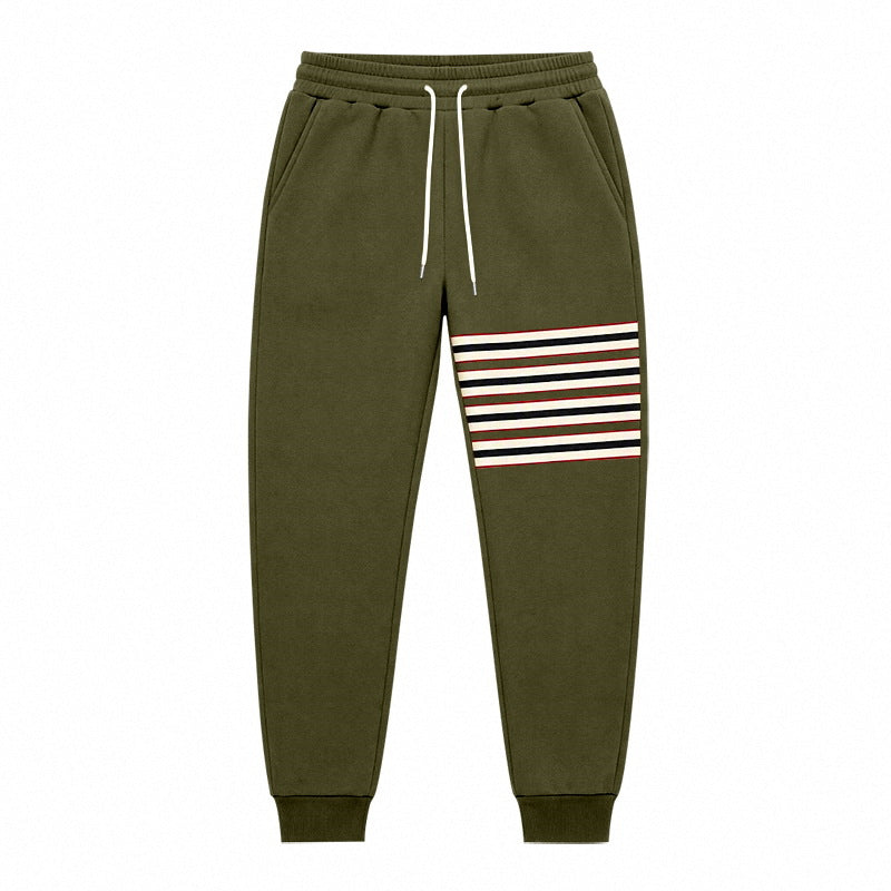 Men's Sporty Jogging Pants with Side Stripe Panel and Drawstring