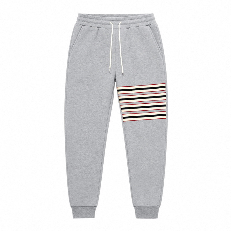Men's Sporty Jogging Pants with Side Stripe Panel and Drawstring