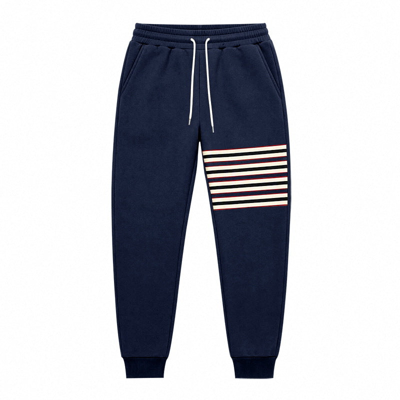Men's Sporty Jogging Pants with Side Stripe Panel and Drawstring