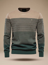Men's Striped Color-Block Crew-Neck Knit Sweater
