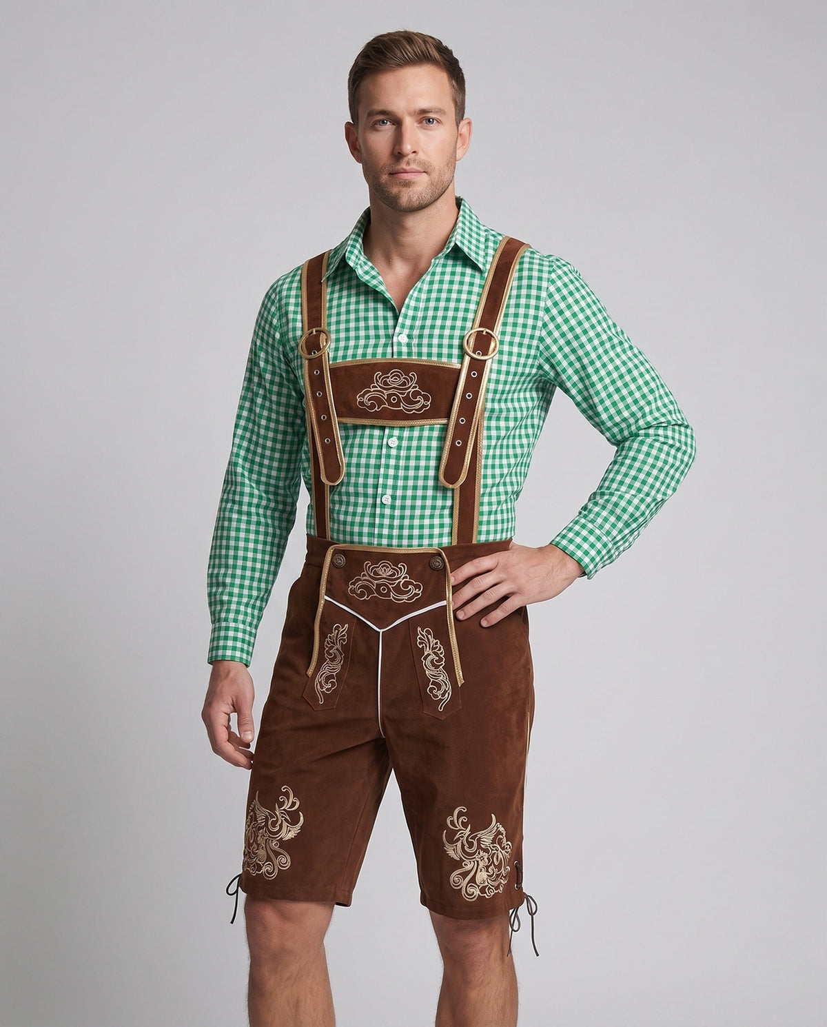 Men's Trachten Bib Shorts with Traditional Embroidery