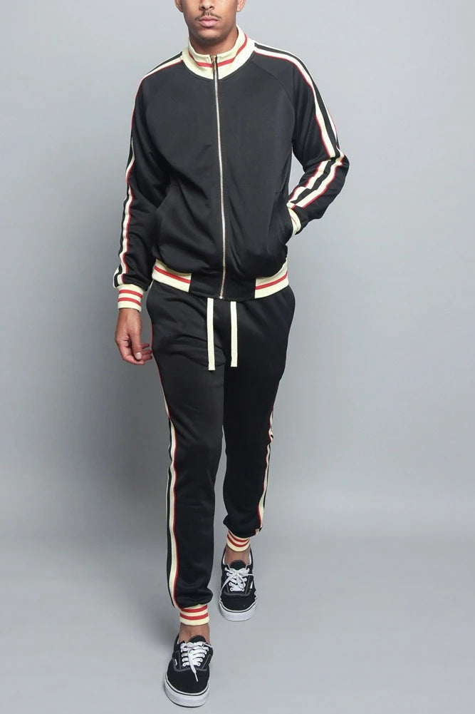 Men's Tracksuit | Striped Jacket & Joggers - Comfort