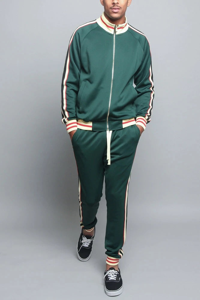 Men's Tracksuit | Striped Jacket & Joggers - Comfort