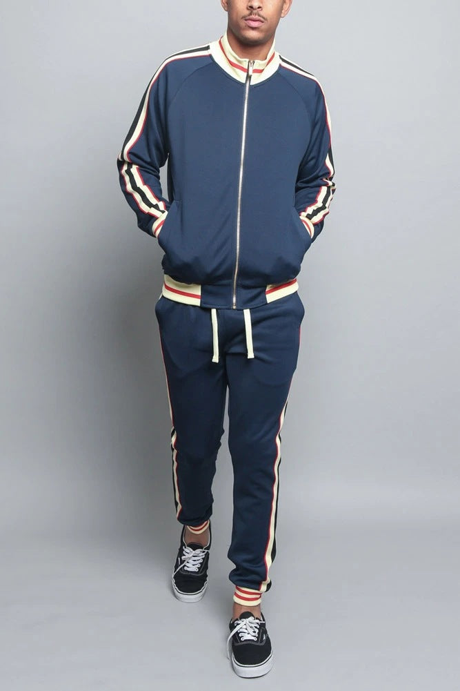 Men's Tracksuit | Striped Jacket & Joggers - Comfort