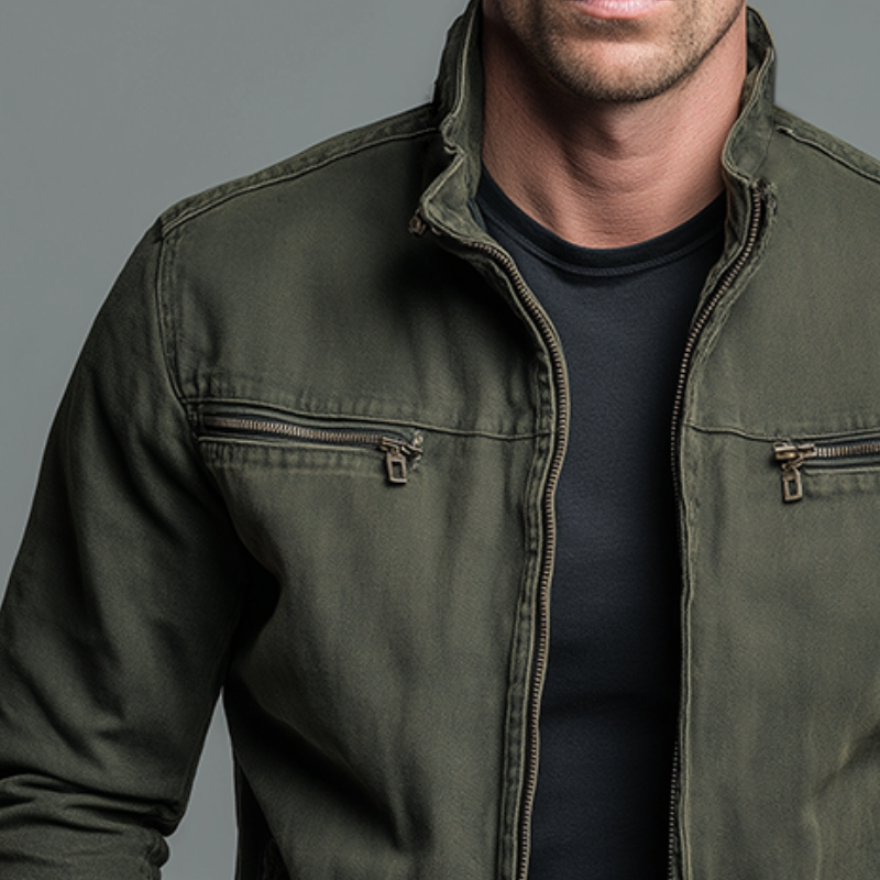 Men’s Vintage Stand-Collar Zip Jacket – Autumn & Winter Jacket for Everyday Wear