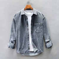 Men's Vintage Stonewashed Button-Up Shirt