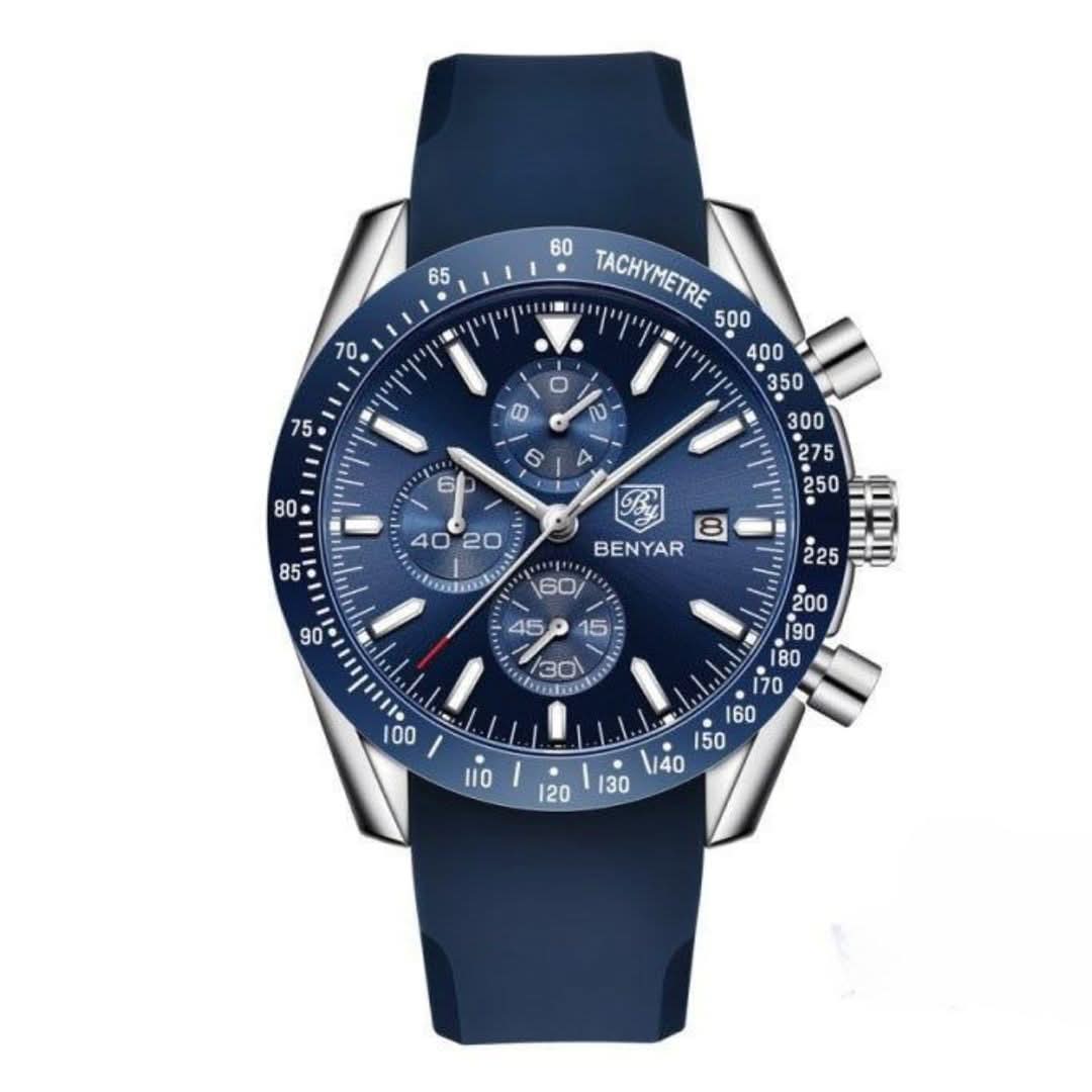 Men’s Waterproof Quartz Watch with Leather Strap