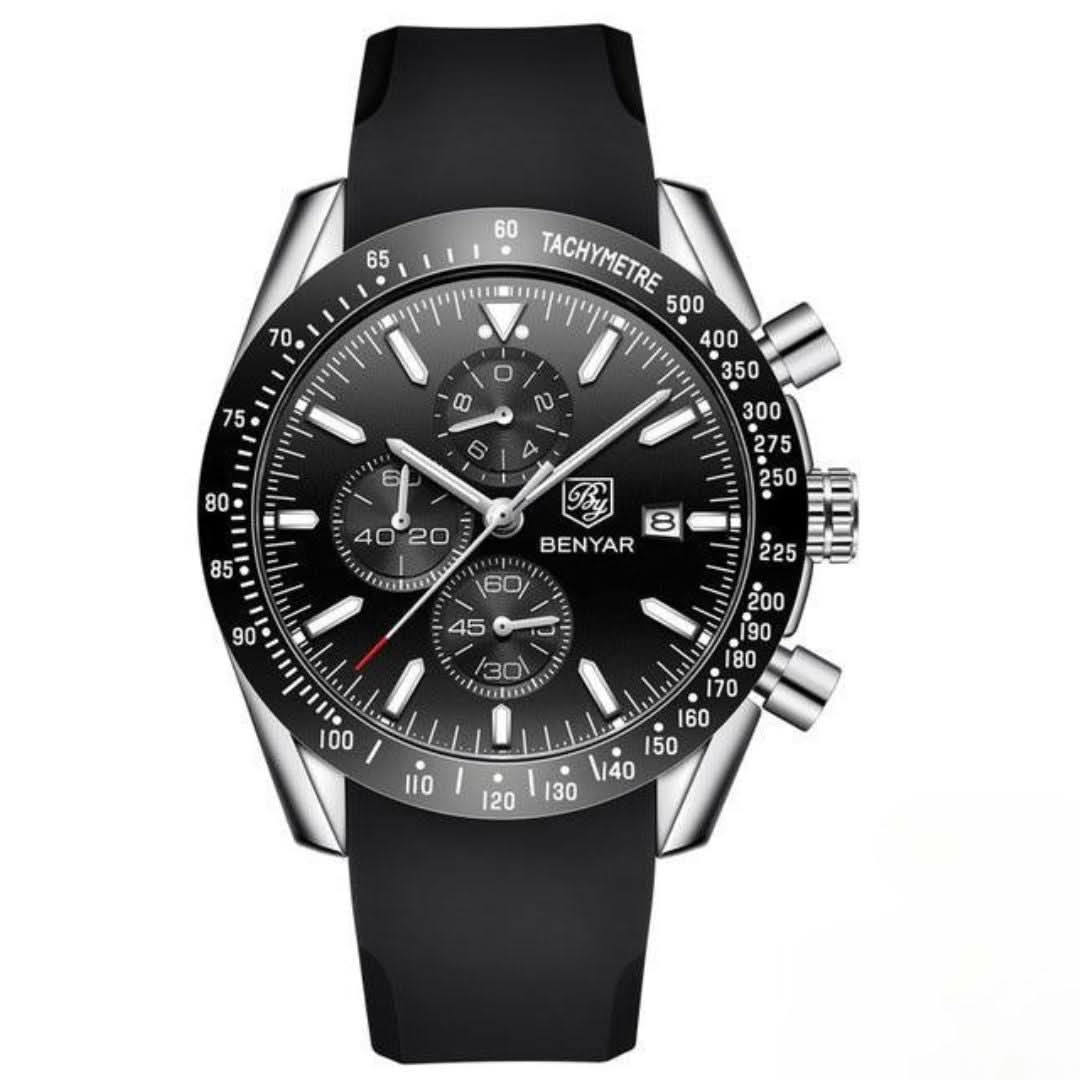 Men’s Waterproof Quartz Watch with Leather Strap