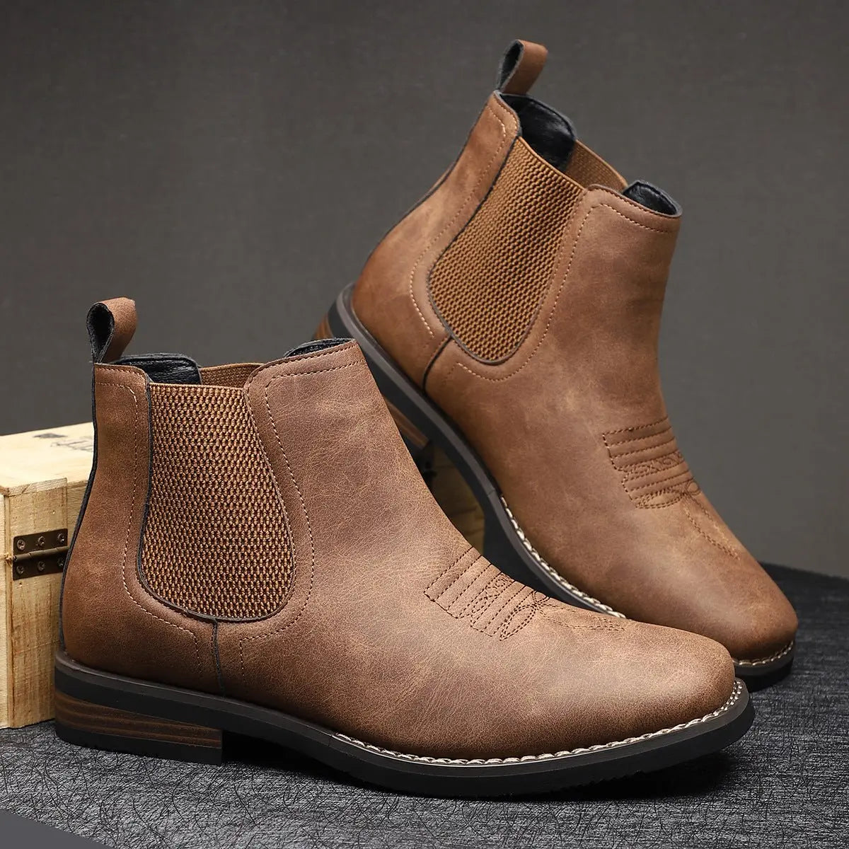 Men's Western-Stitch Chelsea Slip-On Ankle Boots
