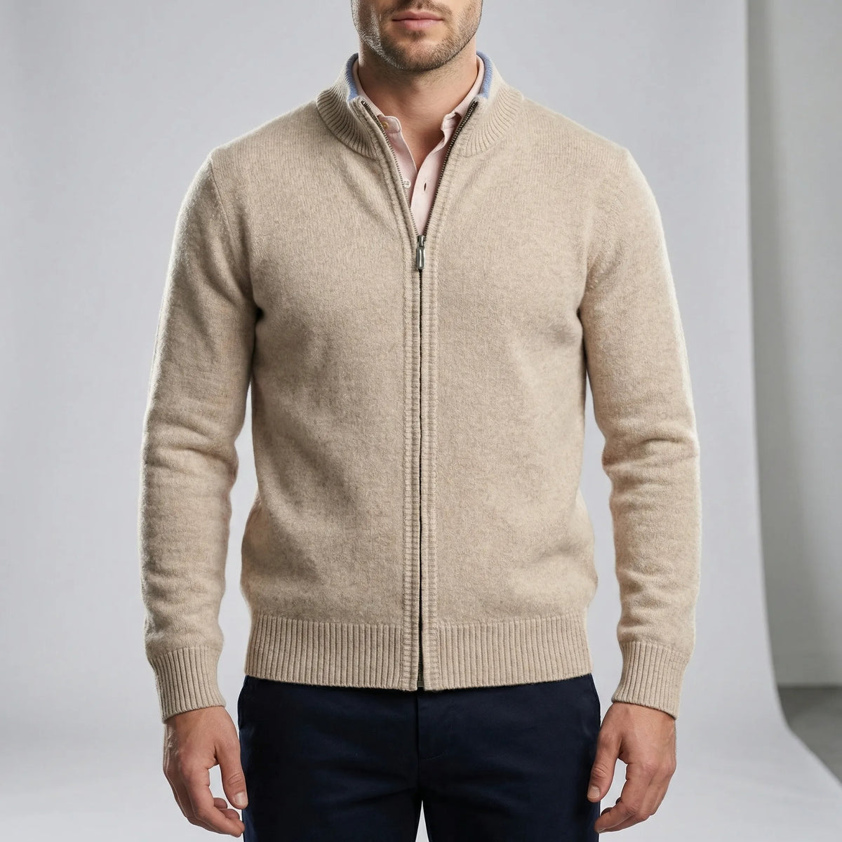 Men's Zip-Up Cardigan – Stylish Regular Fit for Versatile Comfort
