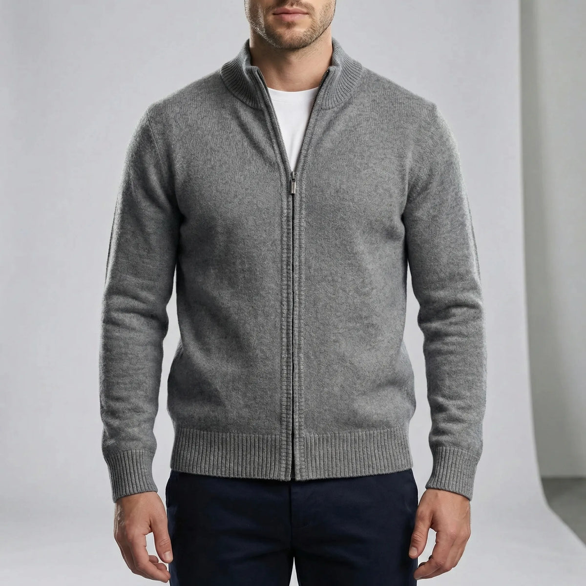 Men's Zip-Up Cardigan – Stylish Regular Fit for Versatile Comfort