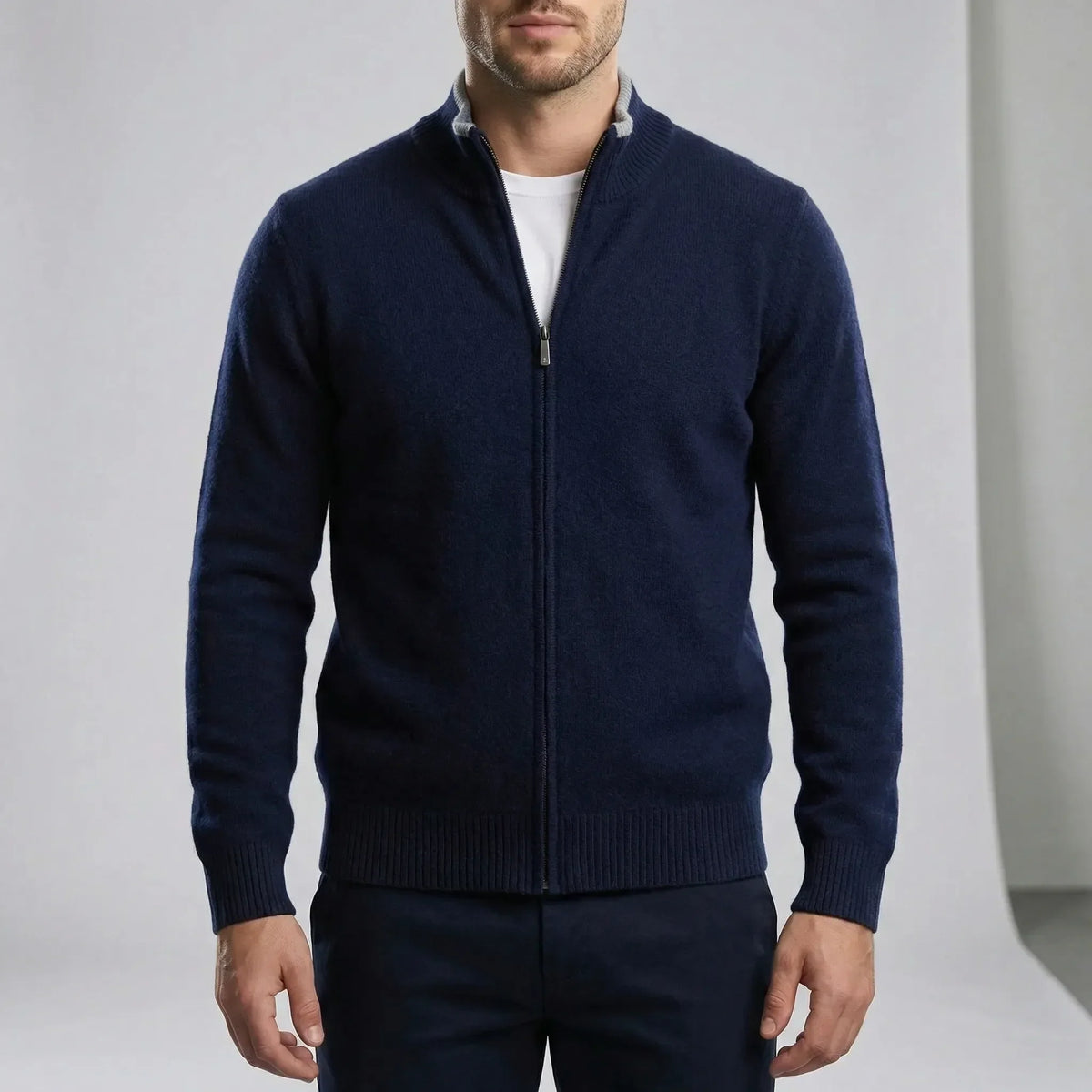 Men's Zip-Up Cardigan – Stylish Regular Fit for Versatile Comfort