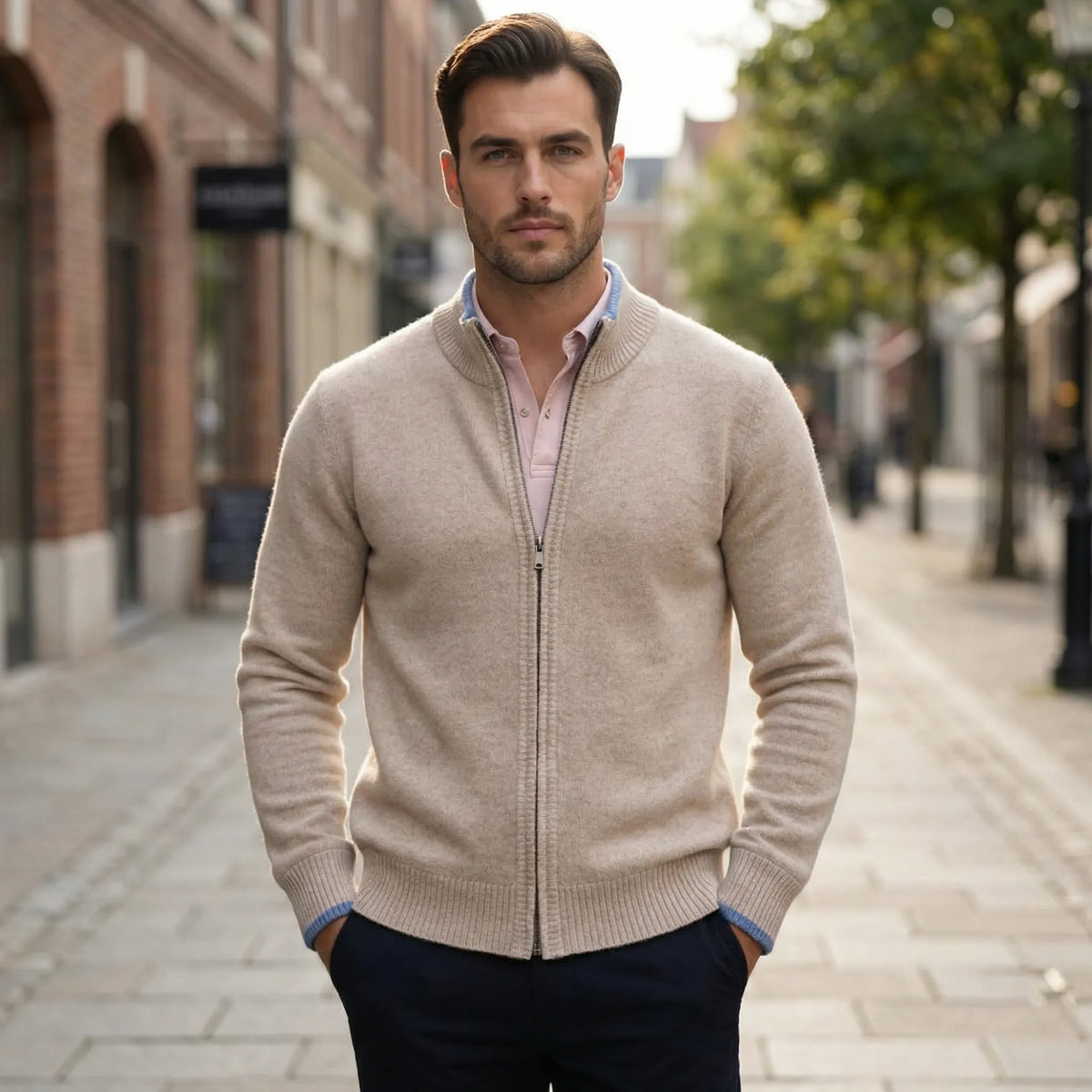 Men's Zip-Up Cardigan – Stylish Regular Fit for Versatile Comfort