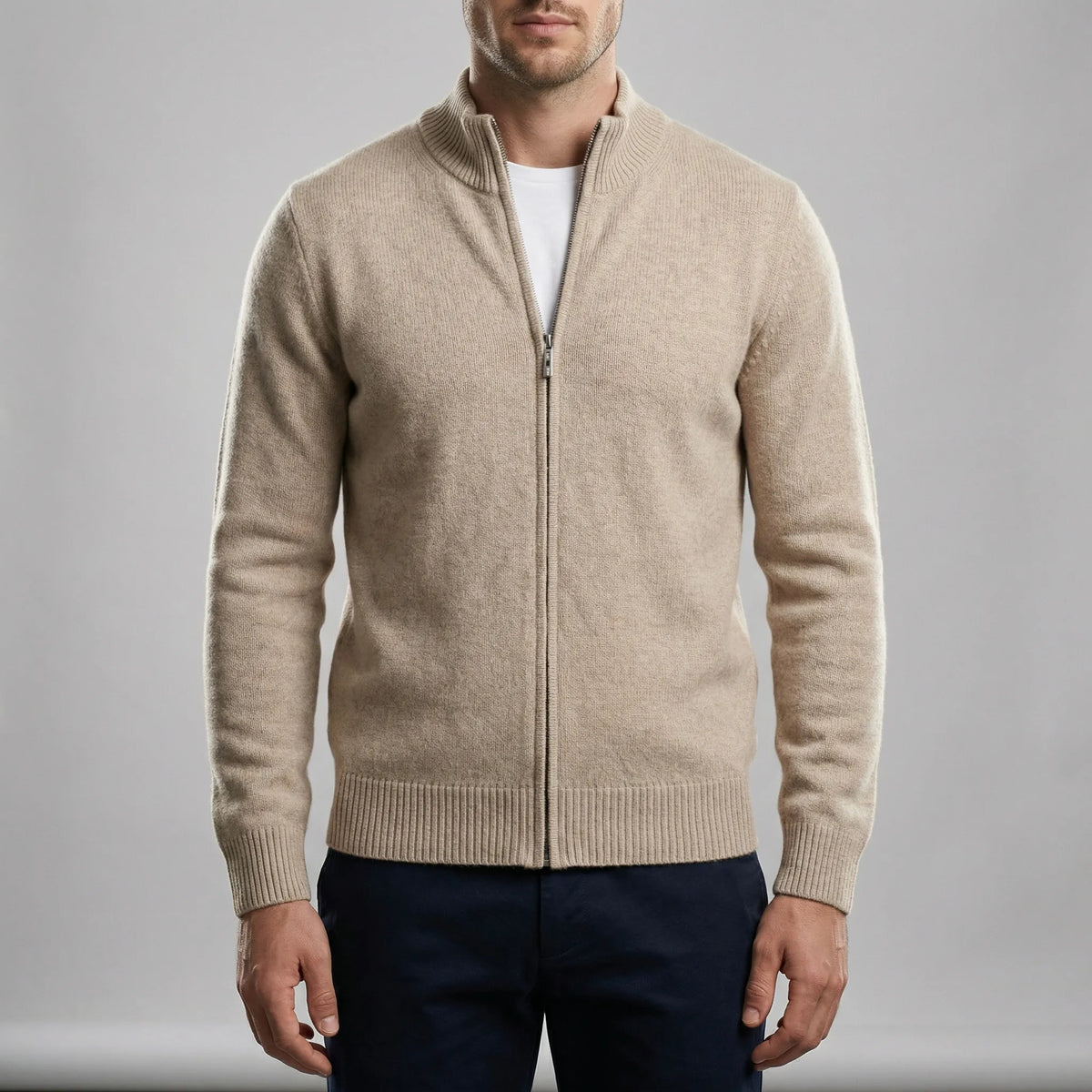 Men's Zip-Up Cardigan – Stylish Regular Fit for Versatile Comfort