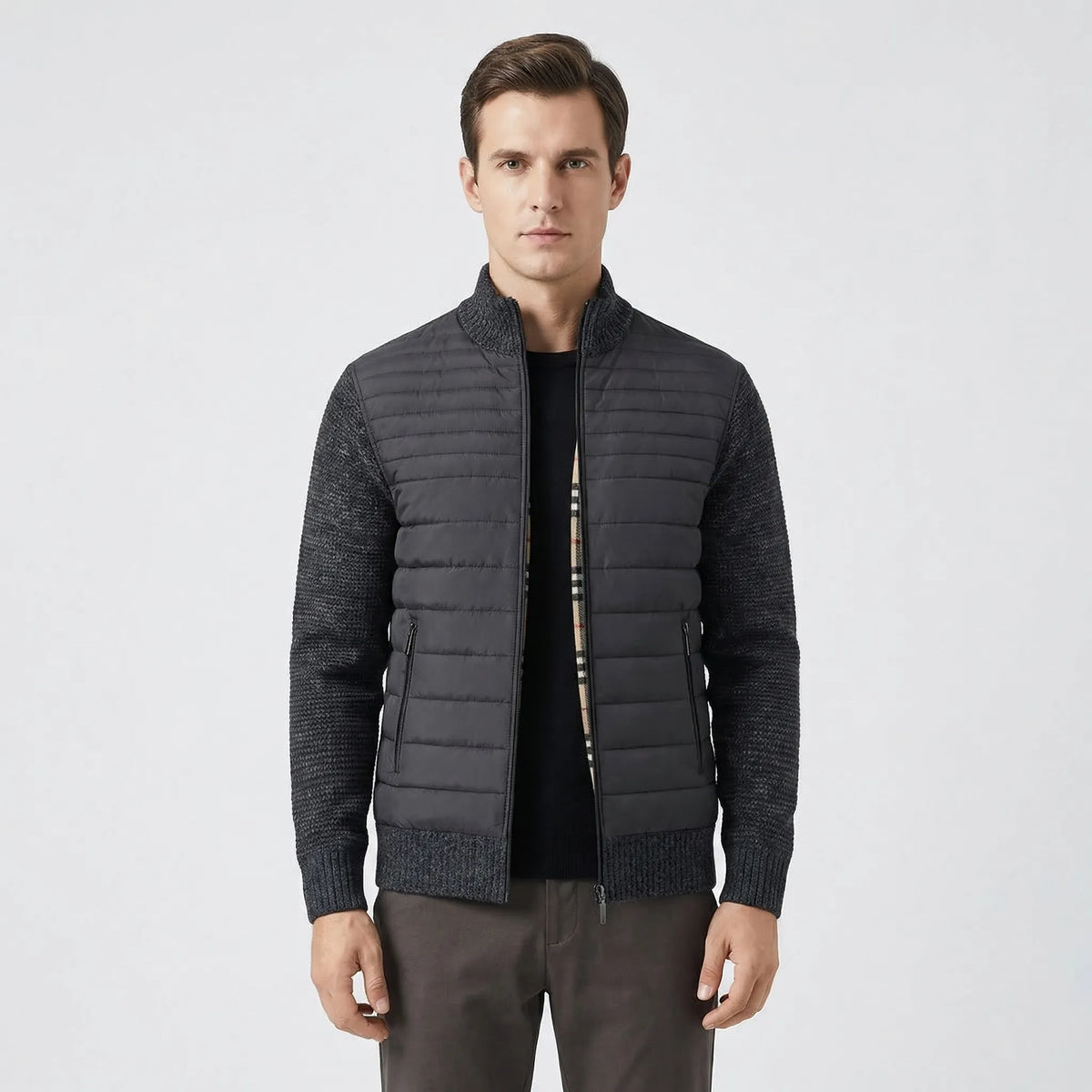 Men's Zip-Up Jacket with Stand Collar