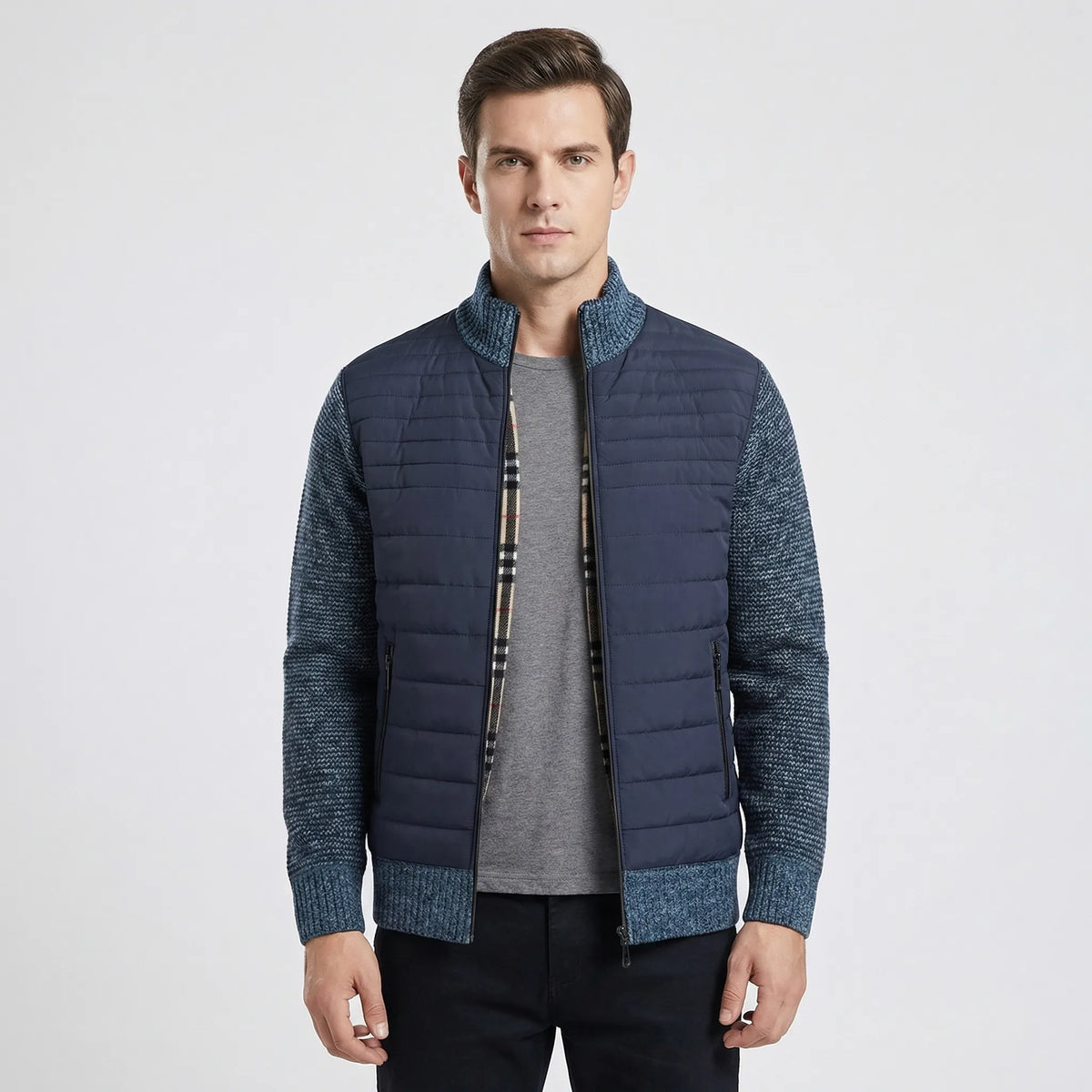 Men's Zip-Up Jacket with Stand Collar