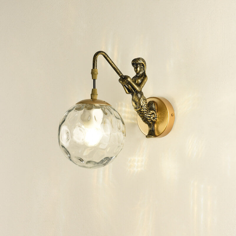 Mermaid Wall Sconce - Glass Globe - Elegant Resin & Iron Lighting - Image 5