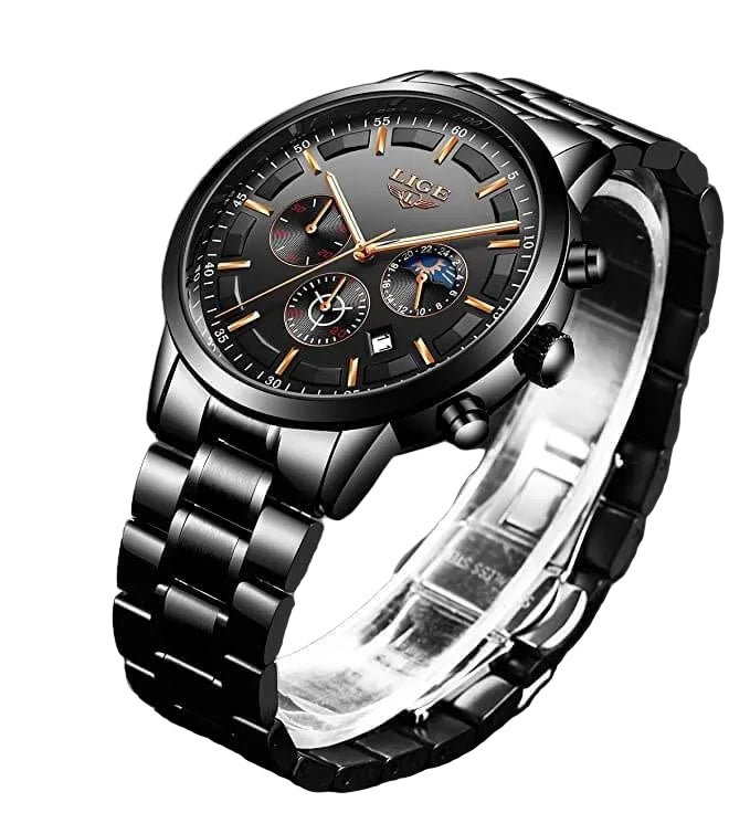 Military Black Steel Watch - Elegant and Stylish