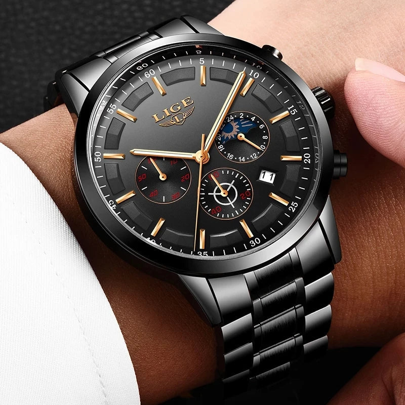 Military Black Steel Watch - Elegant and Stylish