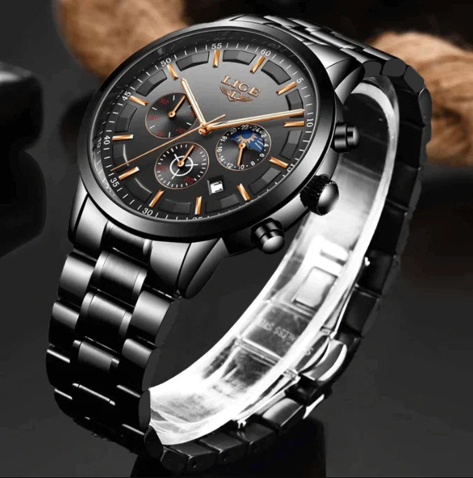 Military Black Steel Watch - Elegant and Stylish