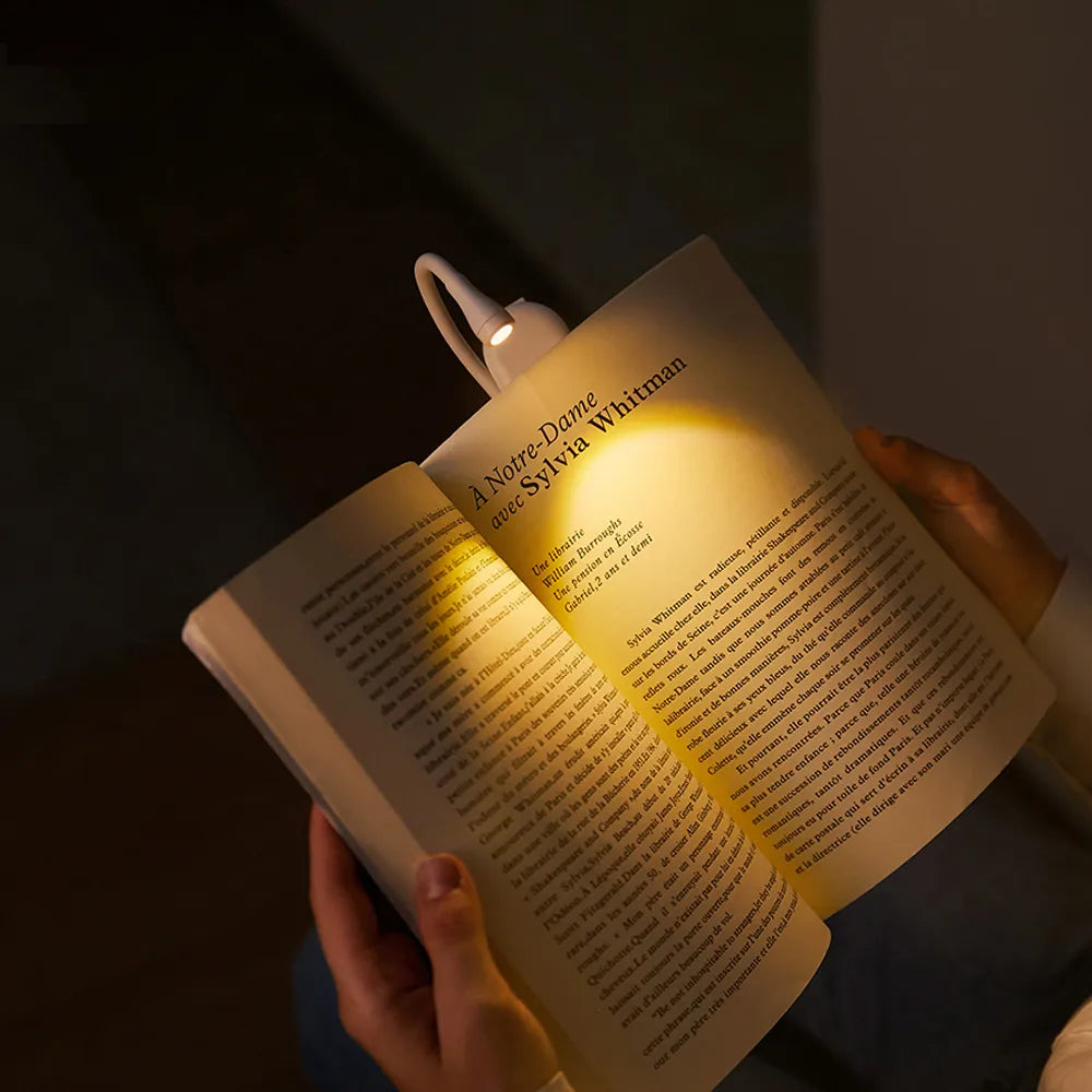Mini Book Light - Portable Clip-On Night Light with USB Charging, Dimmable LED for Bedroom, Eye Protection and Camping - 360° Flip Clip Book Lamp
