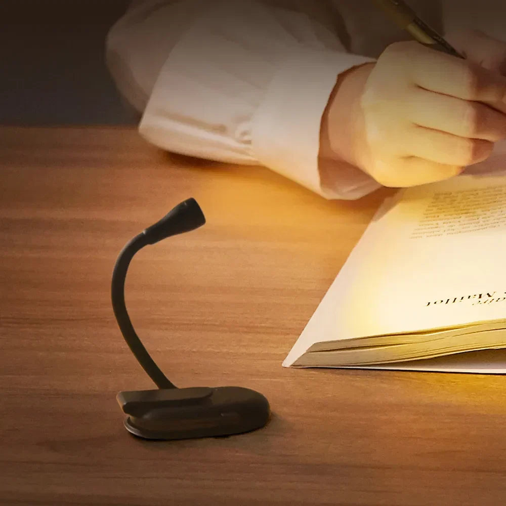 Mini Book Light - Portable Clip-On Night Light with USB Charging, Dimmable LED for Bedroom, Eye Protection and Camping - 360° Flip Clip Book Lamp