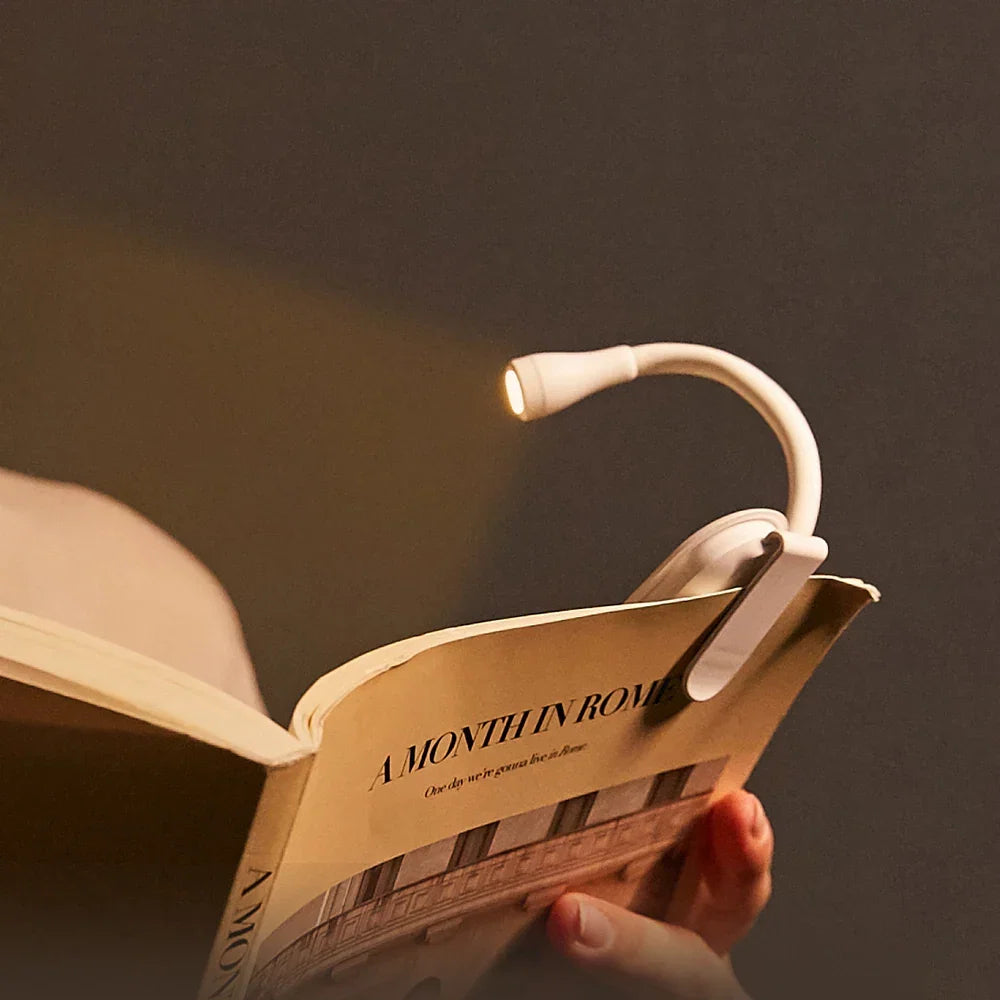 Mini Book Light - Portable Clip-On Night Light with USB Charging, Dimmable LED for Bedroom, Eye Protection and Camping - 360° Flip Clip Book Lamp