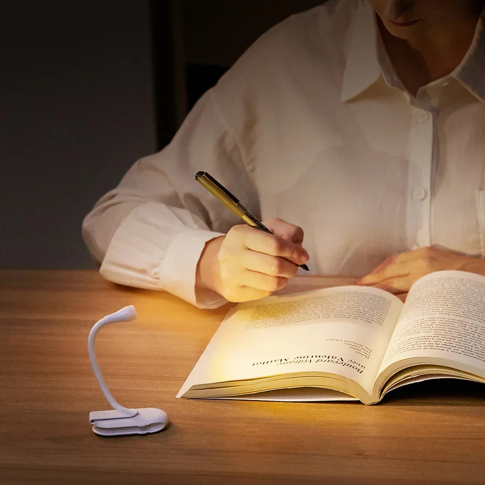 Mini Book Light - Portable Clip-On Night Light with USB Charging, Dimmable LED for Bedroom, Eye Protection and Camping - 360° Flip Clip Book Lamp