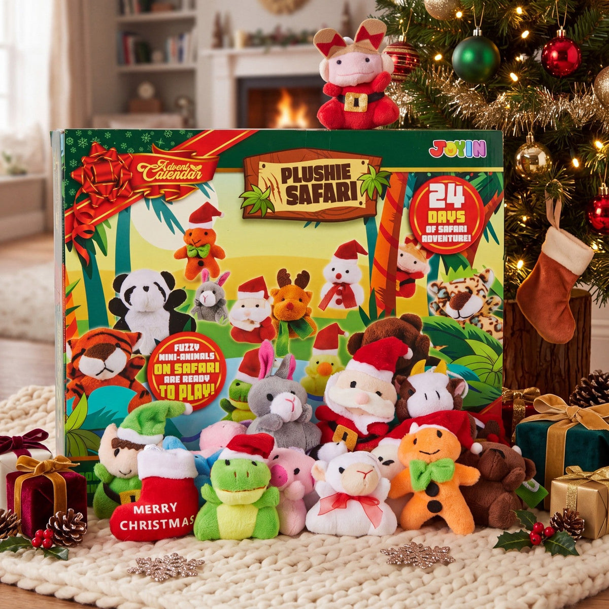 Mini Plush Animal Advent Calendar with 21 Animals and 3 Santa Helpers