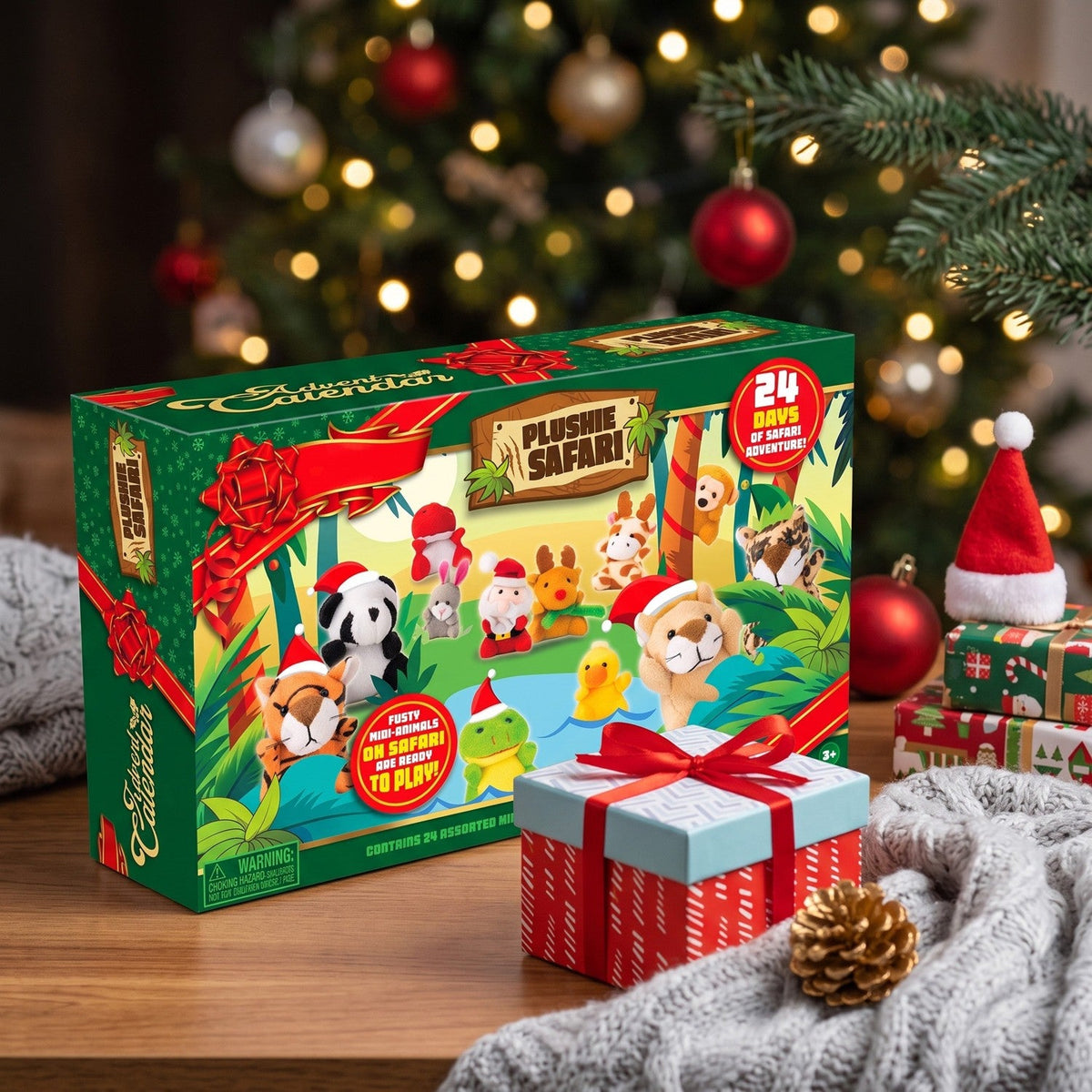 Mini Plush Animal Advent Calendar with 21 Animals and 3 Santa Helpers