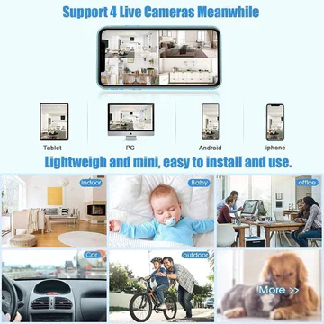Mini Wireless Magnetic Security Camera with Audio/Video Live Feed