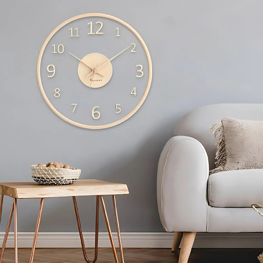 Minimalist Glass Wall Clock - Wooden Frame - Modern Home Decor - Image 1