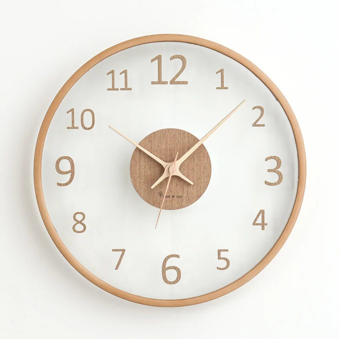 Minimalist Glass Wall Clock - Wooden Frame - Modern Home Decor - Image 3