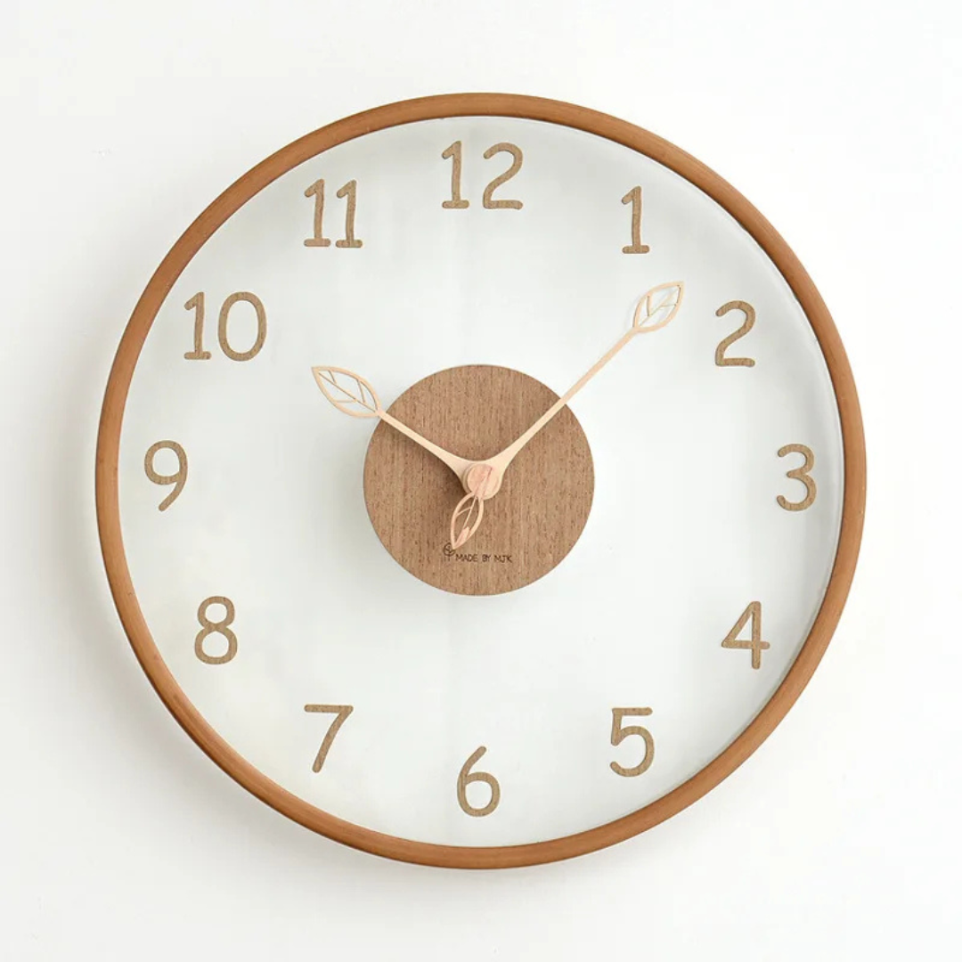 Minimalist Glass Wall Clock - Wooden Frame - Modern Home Decor - Image 4