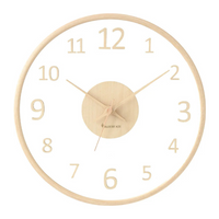 Minimalist Glass Wall Clock - Wooden Frame - Modern Home Decor