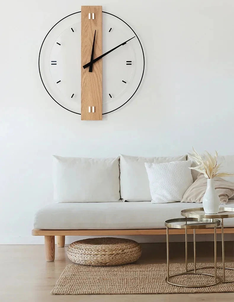 Minimalist Wall Clock - Wood Accent - Modern Design - Image 2