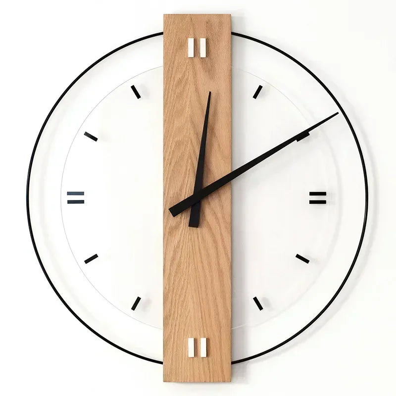 Minimalist Wall Clock - Wood Accent - Modern Design - Image 4