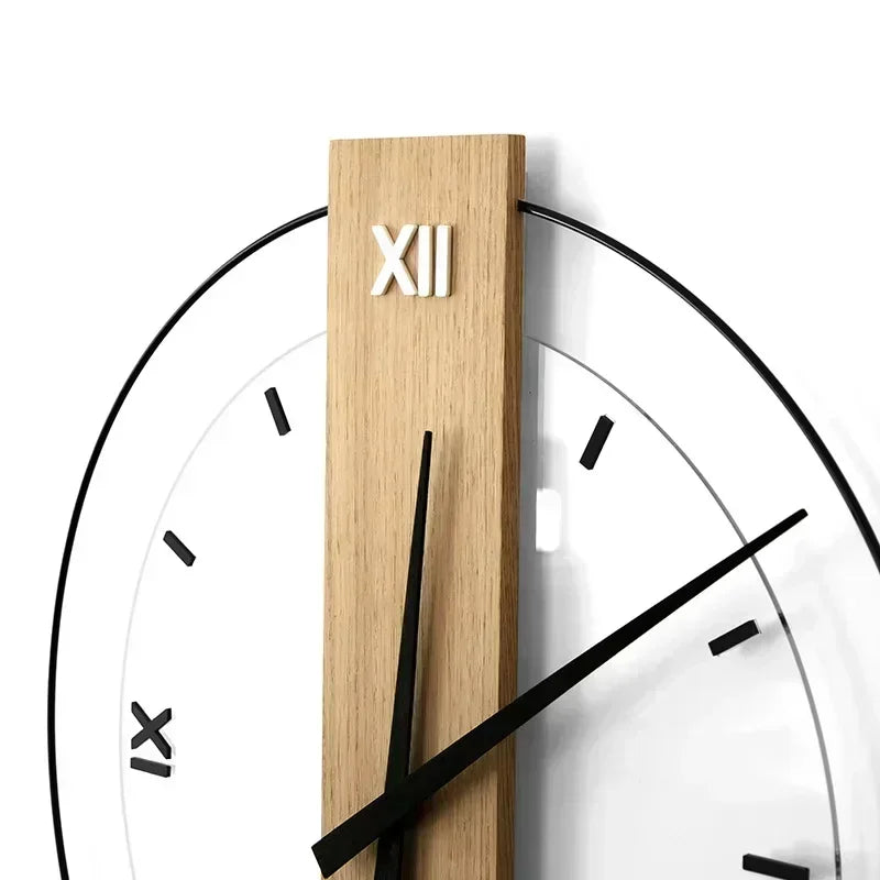 Minimalist Wall Clock - Wood Accent - Modern Design - Image 5