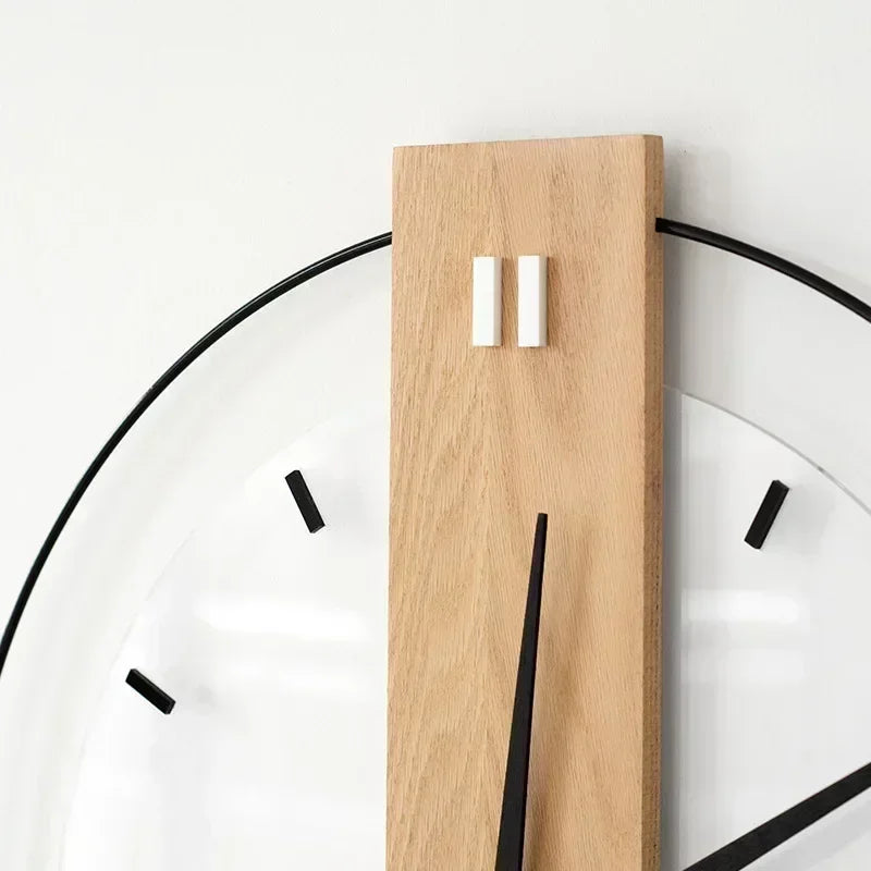 Minimalist Wall Clock - Wood Accent - Modern Design - Image 6
