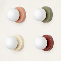 Minimalist Wall Lamp - Wooden Base - Modern White Glass Globe - G9 Fitting