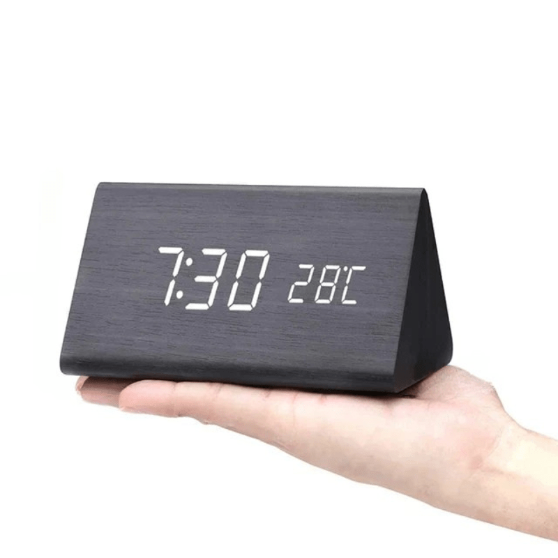 Minimalist Wood Digital Alarm Clock - LED Temperature Display - Nordic Style - Image 6