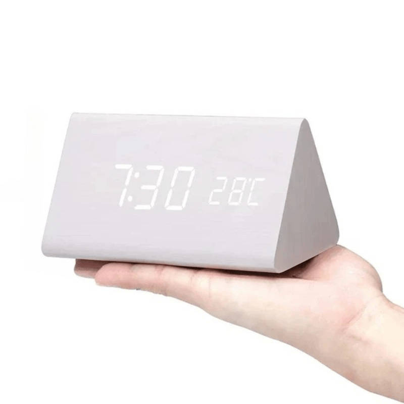 Minimalist Wood Digital Alarm Clock - LED Temperature Display - Nordic Style - Image 7