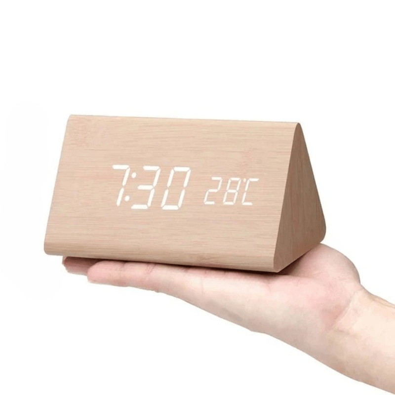 Minimalist Wood Digital Alarm Clock - LED Temperature Display - Nordic Style - Image 8