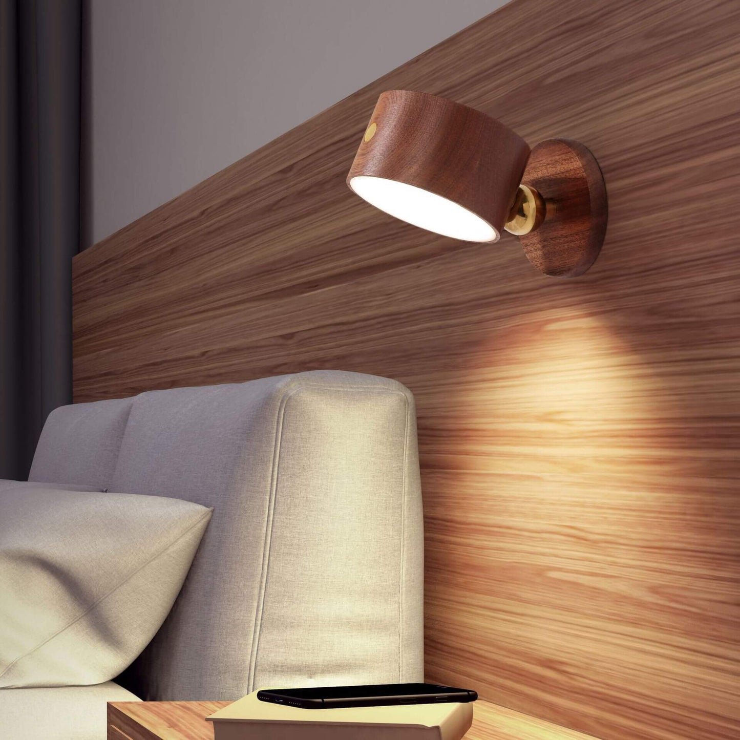 Minimalist Wooden Rechargeable LED Wall Light - Cordless Accent Lighting - Image 1
