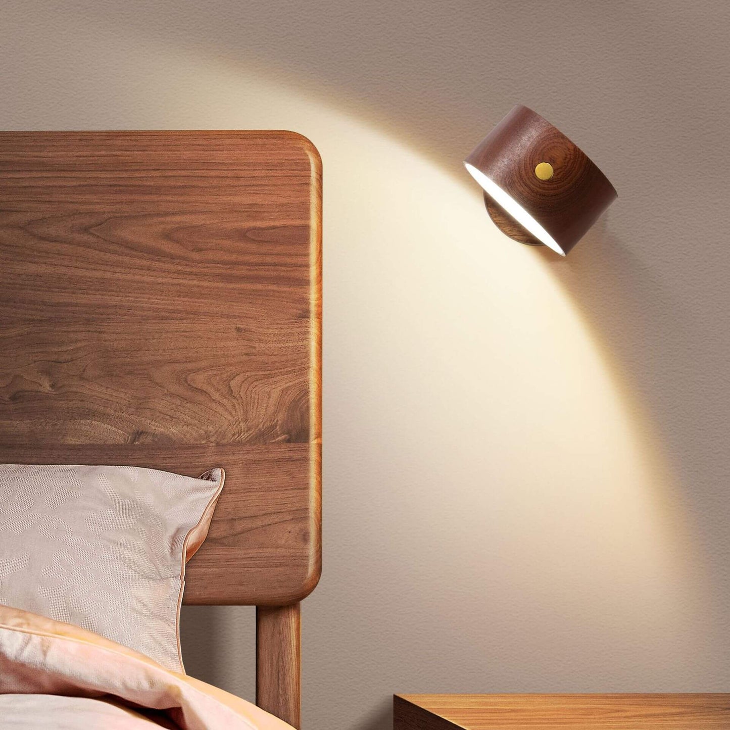 Minimalist Wooden Rechargeable LED Wall Light - Cordless Accent Lighting - Image 2