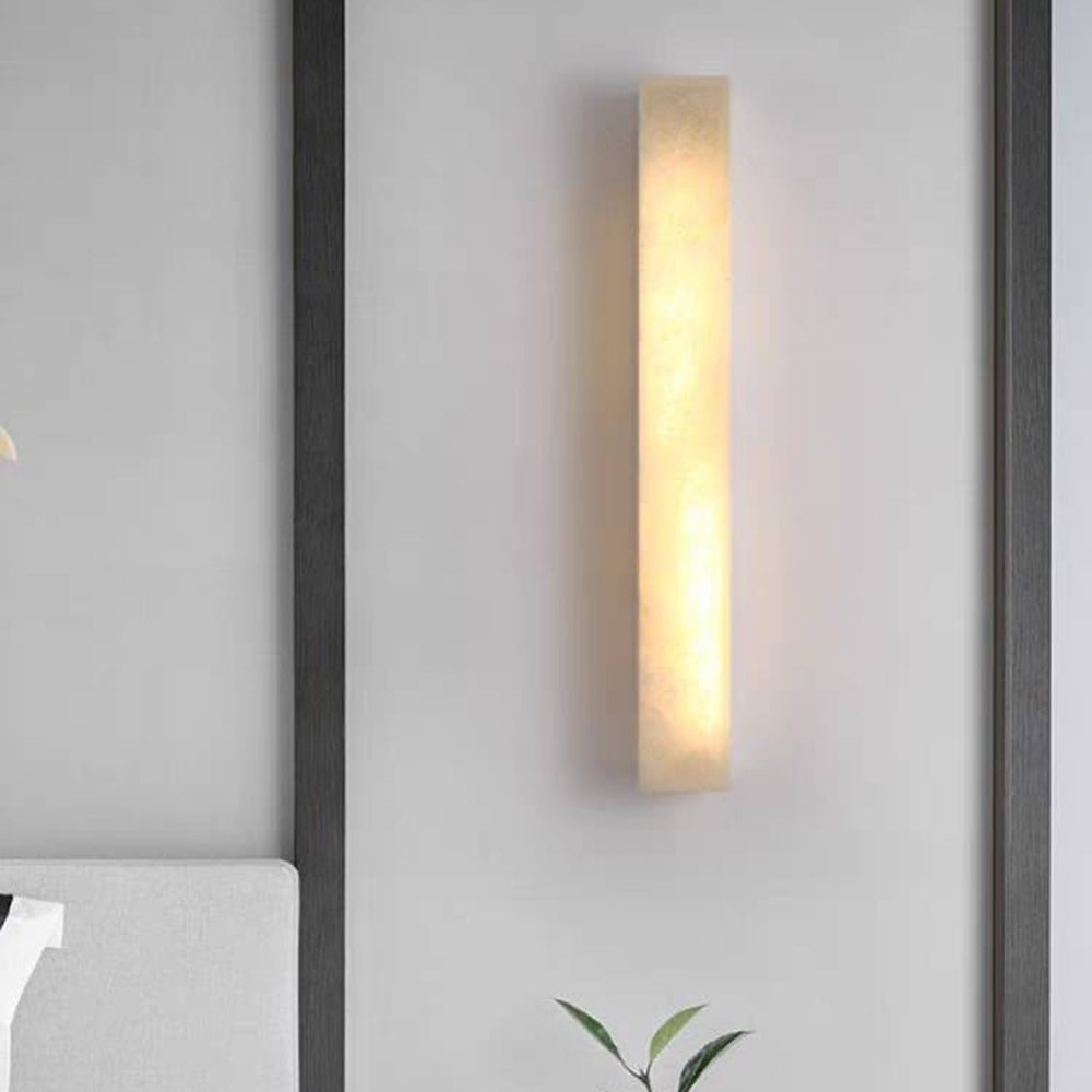 Modern Alabaster Outdoor Wall Light - Travertine Stone LED Cylindrical Sconce - 1-Light - Image 3