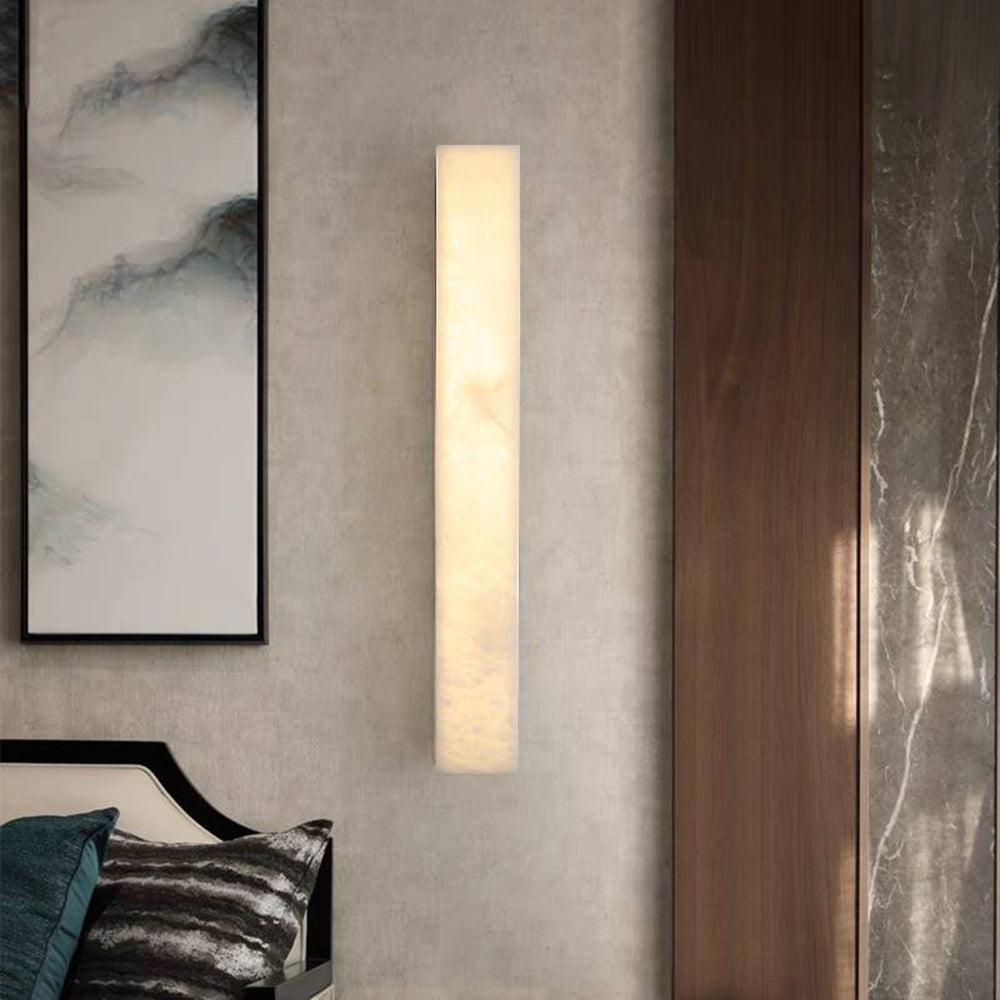 Modern Alabaster Outdoor Wall Light - Travertine Stone LED Cylindrical Sconce - 1-Light - Image 4