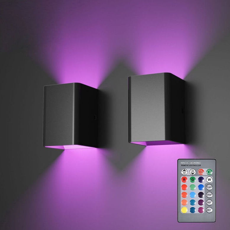 Modern Aluminium LED Wall Light - Square Accent Lighting - Remote Controlled 1-Light - Image 1