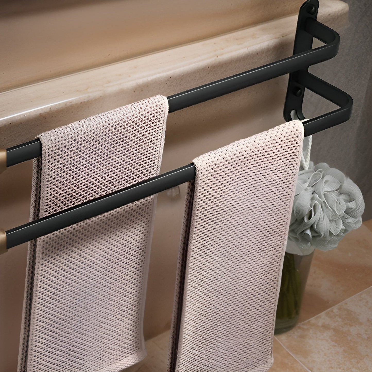 Modern Black Aluminium Towel Rack - Wall Mounted - Bathroom Space Saver - 2 or 3 Bar Options - Image 4